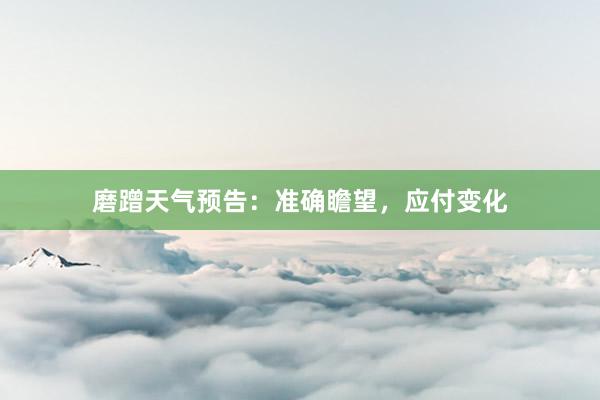 磨蹭天气预告：准确瞻望，应付变化